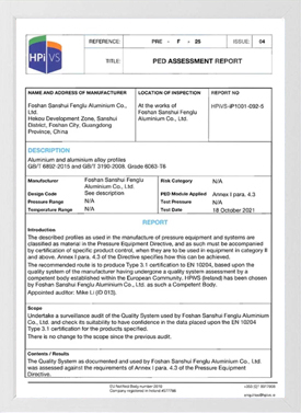 Certificat PED-2