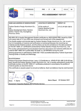 Certificat PED-3